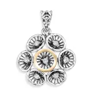 Серебряный кулон с фианитом и золотом