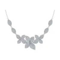 Серебряное колье с фианитами «Цветы»