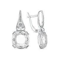Серьги из серебра с горным хрусталем и фианитами