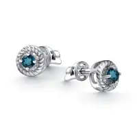 Серьги-гвоздики из серебра с лондон-топазом