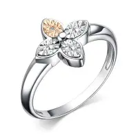 Серебряное кольцо с золотой накладкой и бриллиантом