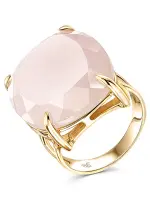 Серебряное кольцо с розовым кварцем и позолотой Серебряное кольцо с розовым кварцем и позолотой