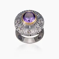 Серебряное кольцо с аметистом «Сумеречный покров»