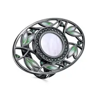 Кольцо из серебра с перламутром и фианитами «Ноктюрн» Кольцо из серебра с перламутром и фианитами «Ноктюрн»