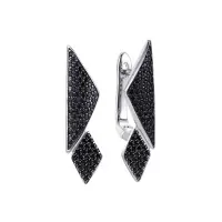 Серебряные серьги «Черный элемент» 00979 Серебряные серьги «Черный элемент» 00979