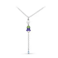 Колье из серебра «Колокольчик» с жемчугом и эмалью