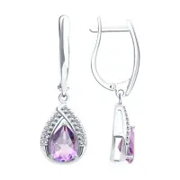 Серьги из серебра с аметистами и фианитами Серьги из серебра с аметистами и фианитами