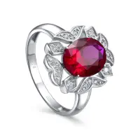 Кольцо из серебра с фианитами и корунд рубином Кольцо из серебра с фианитами и корунд рубином