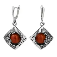 Серьги из серебра с кораллом Серьги из серебра с кораллом