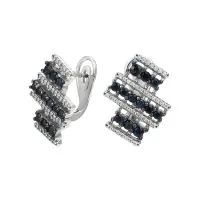 Серьги из серебра с сапфирами и фианитами