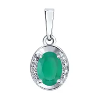 Подвеска из серебра с агатом и фианитами