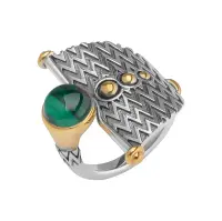 Кольцо из серебра с малахитом в позолоте Кольцо из серебра с малахитом в позолоте