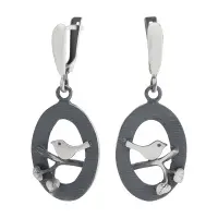 Серьги из серебра «Птица на ветке» Серьги из серебра «Птица на ветке»