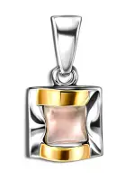 Серебряный кулон с розовым кварцем и золотом Серебряный кулон с розовым кварцем и золотом