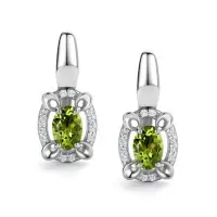 Серебряные серьги с хризолитом и фианитами