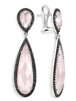 Серьги из серебра с розовым кварцем, шпинелью и марказитами Swarovski