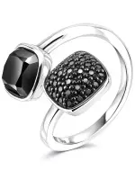 Серебряное кольцо с черным ониксом и шпинелью