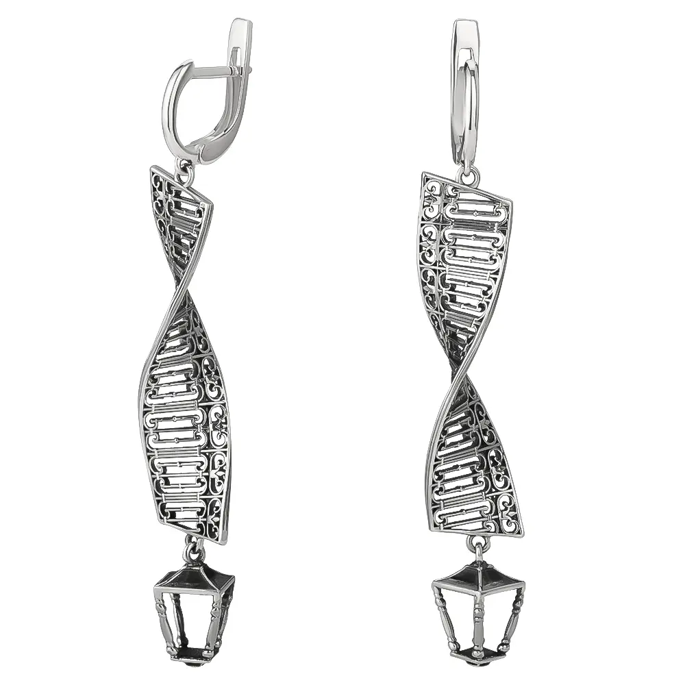 Серьги из серебра «Мост Декабристов Петербург»