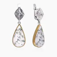 Серьги из серебра с камнем яшма Серьги из серебра с камнем яшма