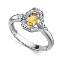 Кольцо из серебра с цитрином и фианитами