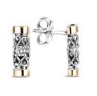 Серьги-гвоздики из серебра с фианитами