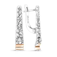Серебряные серьги с фианитом и золотом Серебряные серьги с фианитом и золотом