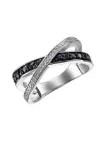 Кольцо серебряное с сапфиром и фианитами «Флирт»