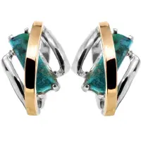 Серебряные серьги с золотом и бирюзой