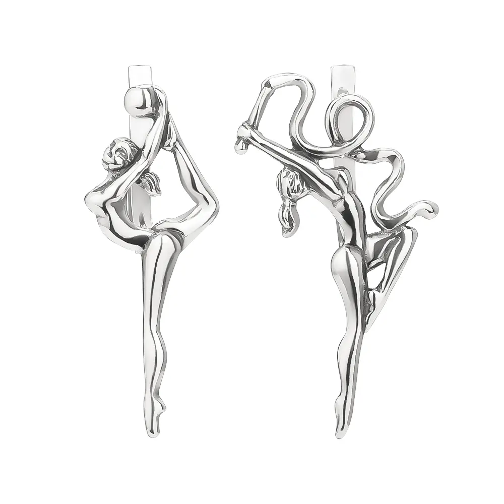 Серьги из серебра «Гимнастика»
