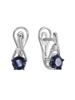 Серебряные серьги «Амалия» с сапфиром и фианитом