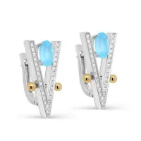 Сербряные серьги «Баланс» с агатом и фианитами Сербряные серьги «Баланс» с агатом и фианитами