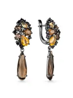 Серьги из серебра с цитрином и раухтопазом Серьги из серебра с цитрином и раухтопазом