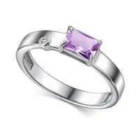 Серебряное кольцо с бриллиантом и аметистом Серебряное кольцо с бриллиантом и аметистом