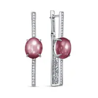 Серьги из серебра с улекситом и фианитами