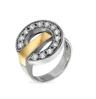 Серебряное кольцо фианиты и золото