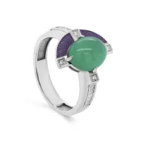 Серебряное кольцо с зеленым ониксом и эмалью