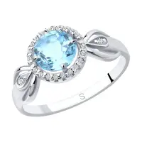 Кольцо из серебра с топазом и фианитами Кольцо из серебра с топазом и фианитами