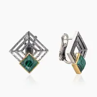 Серьги с малахитом из серебра Серьги с малахитом из серебра