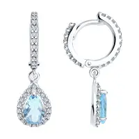 Серьги из серебра с ситаллами и фианитами