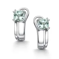 Серьги из серебра с празиолитом