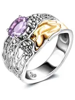 Кольцо из серебра с аметистом в позолоте