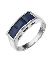 Кольцо «Дорожка» из серебра ETHNICA с натуральным сапфиром