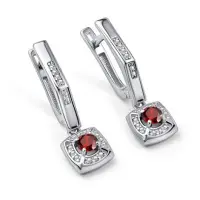 Серьги из серебра с гранатом и фианитами Серьги из серебра с гранатом и фианитами