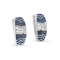 Серьги из серебра с фианитами и эмалью
