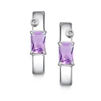 Серебряные серьги с бриллиантами и аметистами Серебряные серьги с бриллиантами и аметистами