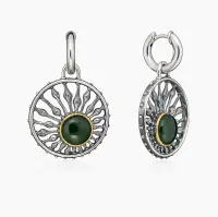 Серьги из серебра с камнем нефрит