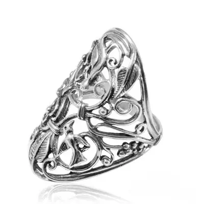 Серебряное кольцо «Птицы»