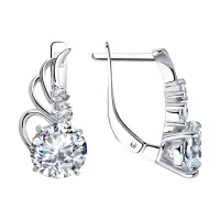 Серьги из серебра с фианитами