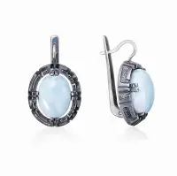 Серьги из серебра с ларимаром Серьги из серебра с ларимаром