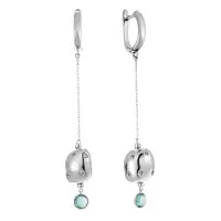 Серьги из серебра с ситаллом и цирконием Серьги из серебра с ситаллом и цирконием